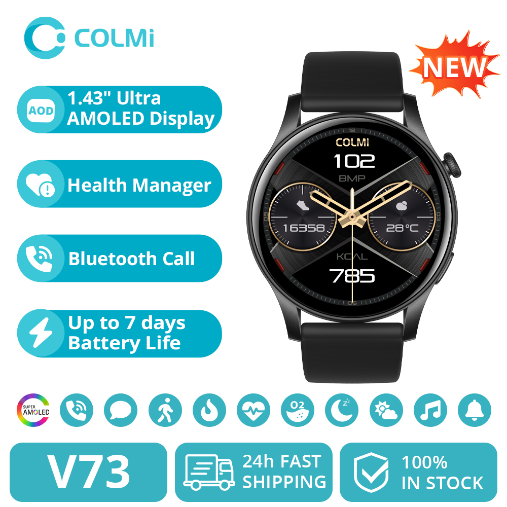 [Com Taxa] Smartwatch COLMI V73: AMOLED, Bluetooth, fitness e saúde.