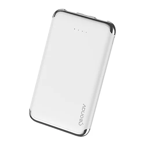 Geonav Power Bank, Carregador Portátil Universal 6.000mAh, 2 portas USB 2.1A, Led Indicador de bateria, PB6kWT, Branco