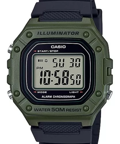 Relógio Casio Masculino Digital Illuminator W-218h-3avdf Correia Preta