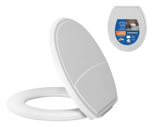 Assento Sanitário Almofadado Metasul, Oval, Universal PLUS Slim Cor Branco