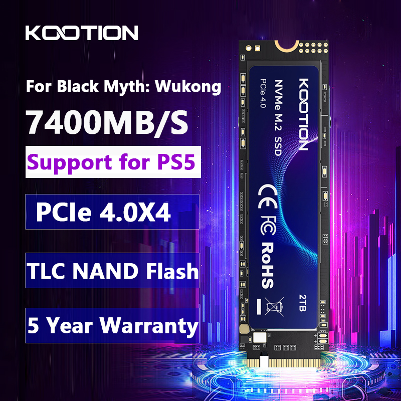 KOOTION X16Plus SSD NVMe M2 2TB Disco rígido interno de estado sólido PCIe 4.0x4 2280 SSD M.2 Drive para PS5 Laptop PC