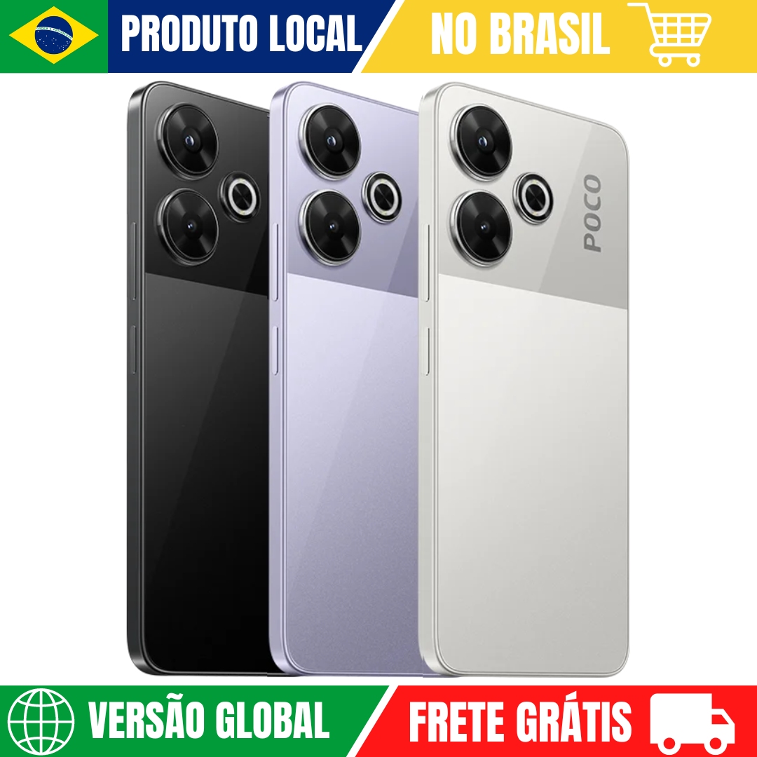 [Com Taxa/ Cashback R$895] Smartphone Xiaomi Poco M6 4G: Helio G91, 108MP, 5030mAh, 30W 128GB/6gb