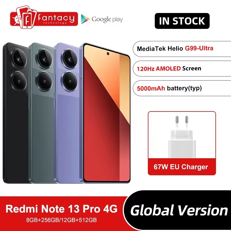 [Com Taxa/ Cashback R$1117]Smartphone Xiaomi Redmi Note 13 Pro 4G: Helio G99, 200MP, 120Hz, 67W.