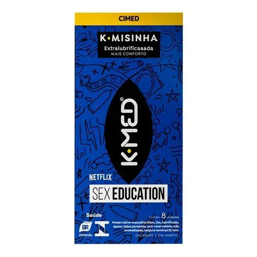 (2 por R$ 7,25)Preservativo K-med Sex Education K-Misinha Extra Lubrificado 8 Unidades