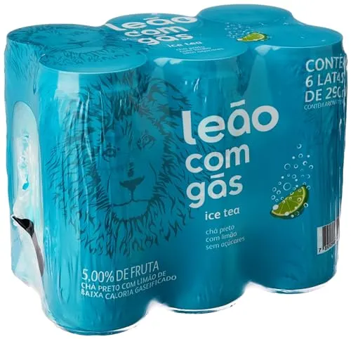 Pack de Matte Leão Limão com Gás Zero Lata 290ml, 6 unidades