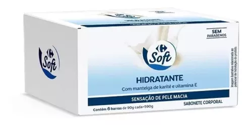 [R$1,47 cada] Pack 6 sabonetes em barra Carrefour soft hidrante 90g