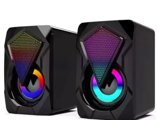 Caixa de som computador PC gamer alto falante RGB , DE R$54,90 POR R$38,43