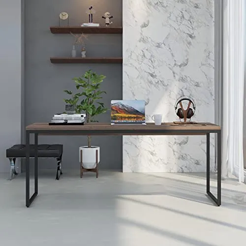 [Selecionados] Mesa de Escritório Dynamica Diretor 180x60x75cm Nogal Home Office Estilo Industrial