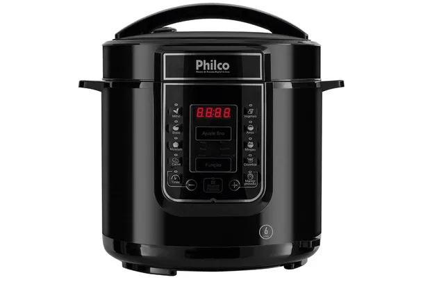 Panela de Pressão Digital Philco 6 Litros Inox Preta 127V