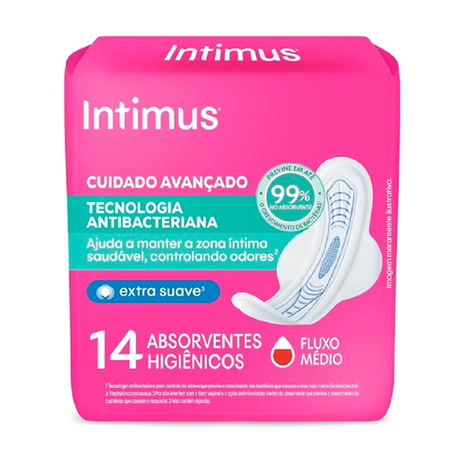 Absorvente Intimus Ultrafino Antibacteriana com Abas 14 Unidades