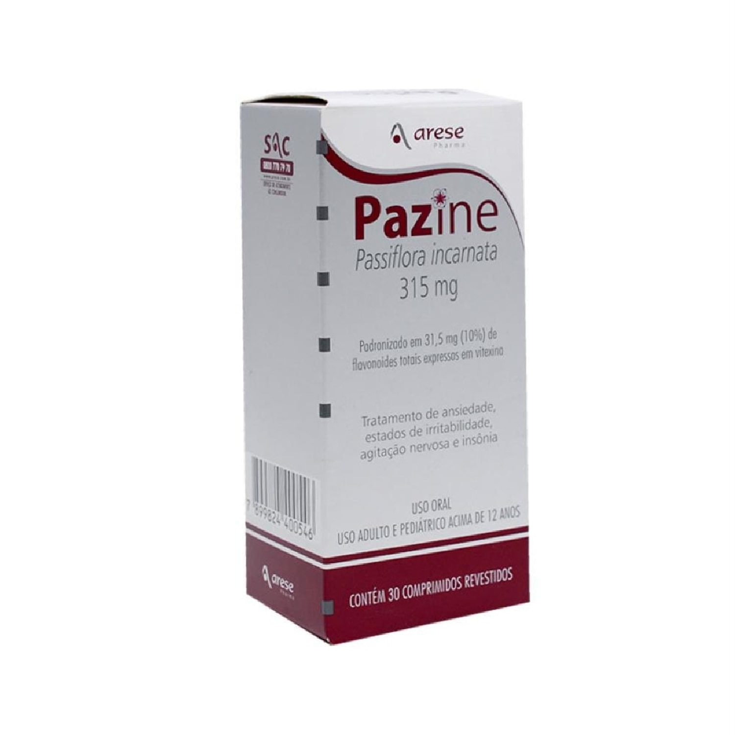 Pazine 315mg 30 Comprimidos Revestidos