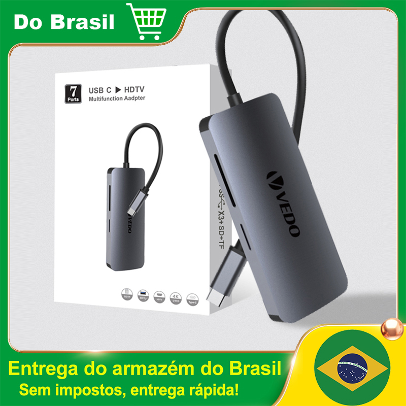 [DoBrasil] Hub 7 em1 Tipo-C 4K USB