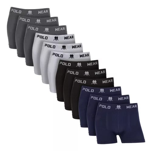 Kit Com 12 Cuecas Boxer Masculina Sem Costura Polo Wear