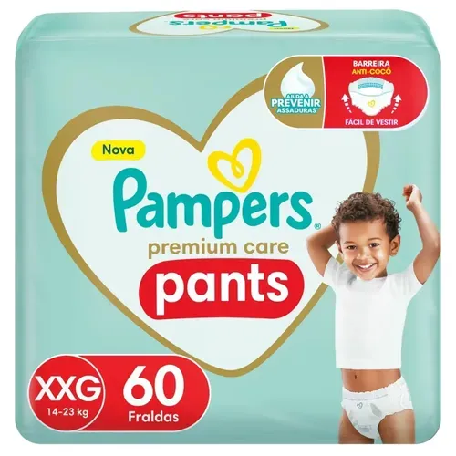 [Leve 3un = R$308,70] Fralda Calça Pampers Premium Care Pants XXG 60 unidades