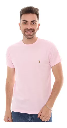 Camiseta Ralph Lauren Custom Fit Coloured Logo Rosa