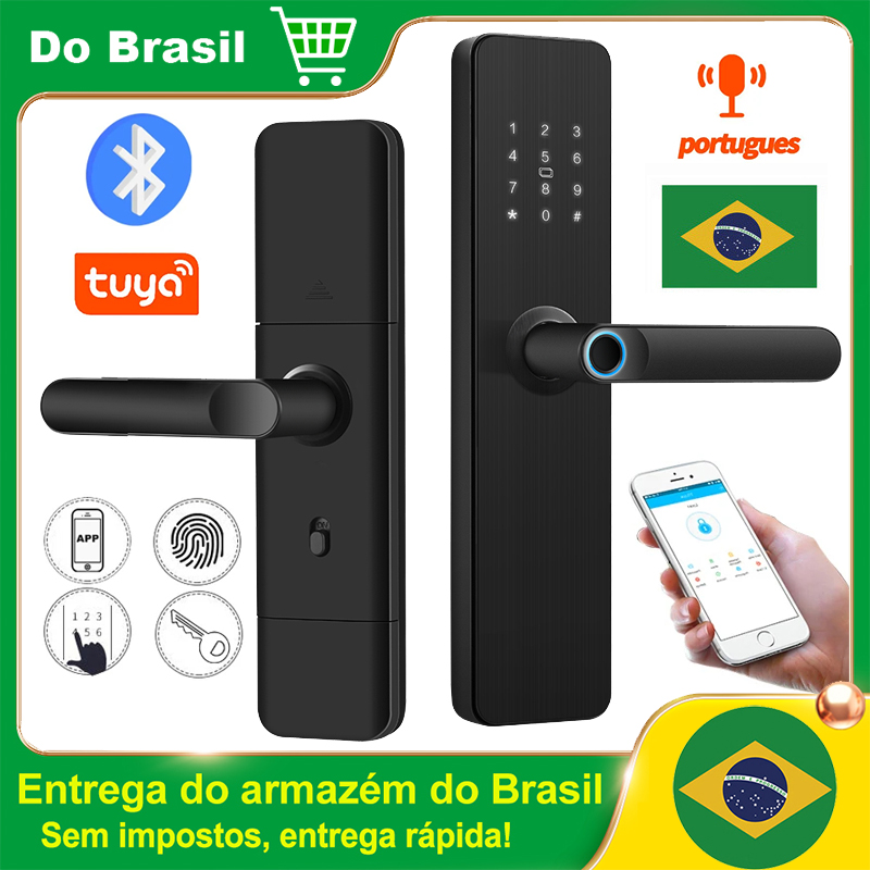 [R$295 ''MOEDAS''/BR] Fechadura Inteligente Intelar X5 Tuya c/ Desbloqueio Biométrico de Impressão Digital, Cartão IC, Senha, App e Chave