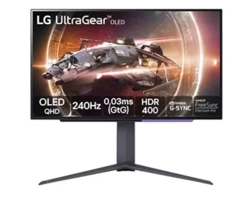 Monitor OLED QHD 27"t; LG GAMER 27GS95QE-B | ULTRAGEAR, HDMI, Cinza e Roxo, 240Hz