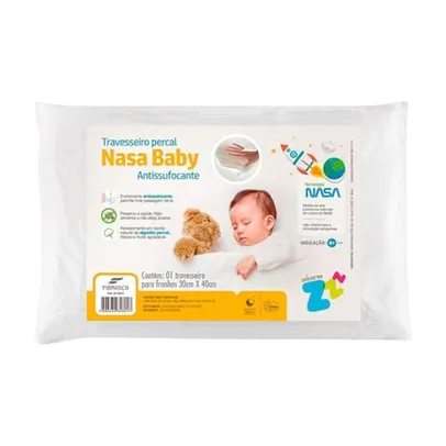 Travesseiro para Bebê Nasa Anti sufocante 6+ - Capa removível em Percal 180 frios - P/fronhas 30x40cm - Fibrasca