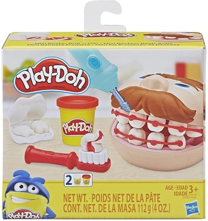 Massa de Molelar Play-Doh Mini Kit Brincando de Dentista, com 5 Cores de Massinha - E4919 - Hasbro, Cores variadas