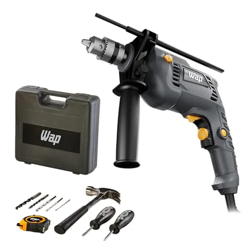 WAP Parafusadeira e Furadeira de Impacto 3/8 WF-700K10, com 11 Acessórios e Maleta, Controle de Velocidade, 700W 127V