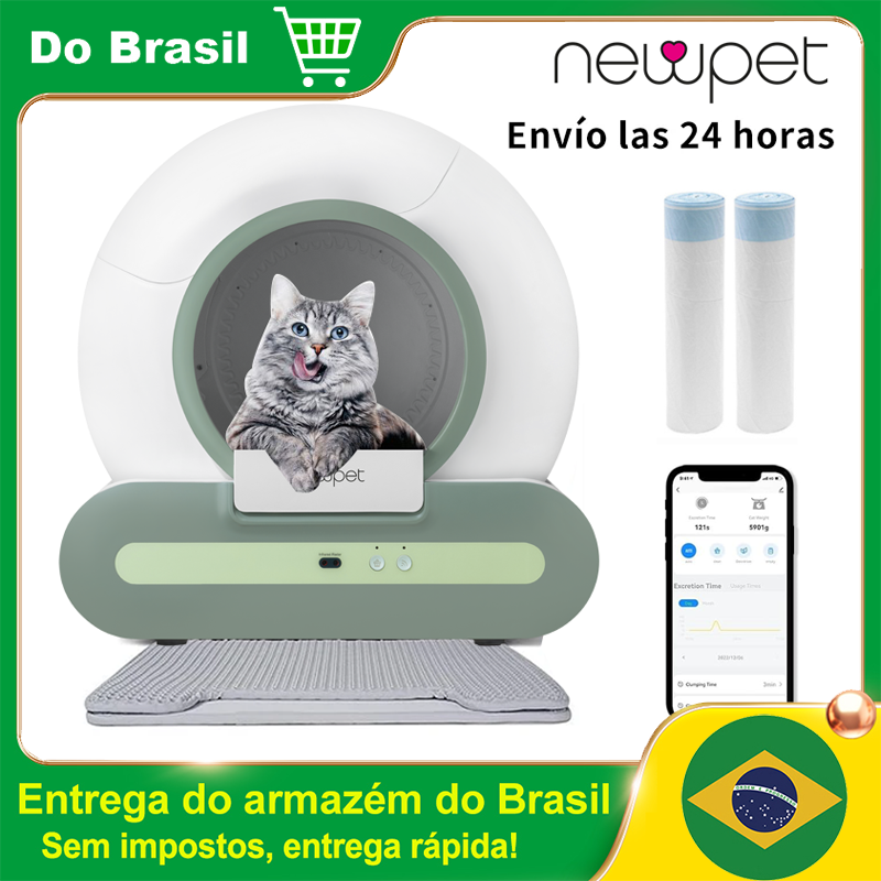 【DoBrasil/Paypal/Cashback Aliexpress R$1514】Caixa de areia para gatos automática e inteligente com limpeza automática