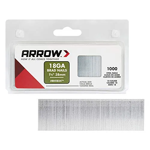 Arrow Pregos de brad genuínos de 38 mm Co Inc BN1824CS, pacote com 1.000