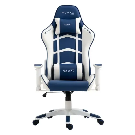 Cadeira Gamer MX5 Giratória Branco e Azul Marinho - MYMAX