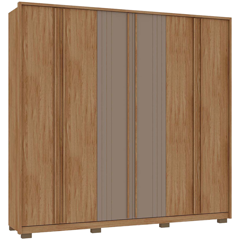 Guarda-Roupa Casal 6 Portas Bater 4 Gavetas Mozart Caemmun Roupeiro - Buriti/Fendi