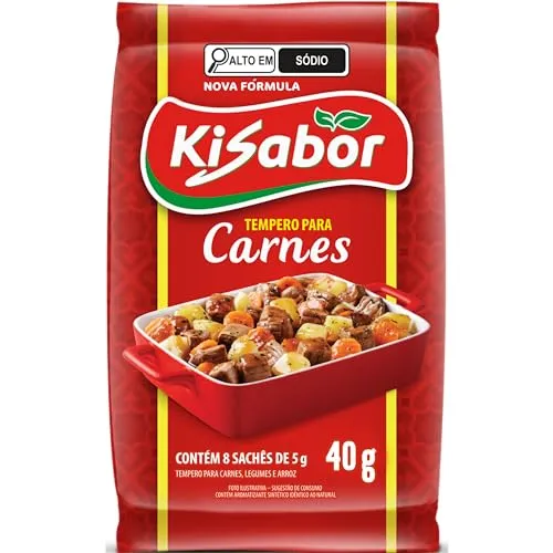 KiSabor 40g Tempero Para Carnes Kisabor 8 Sachês De 5 Gramas