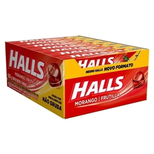 Bala drops Halls Caixa com 21 unidades