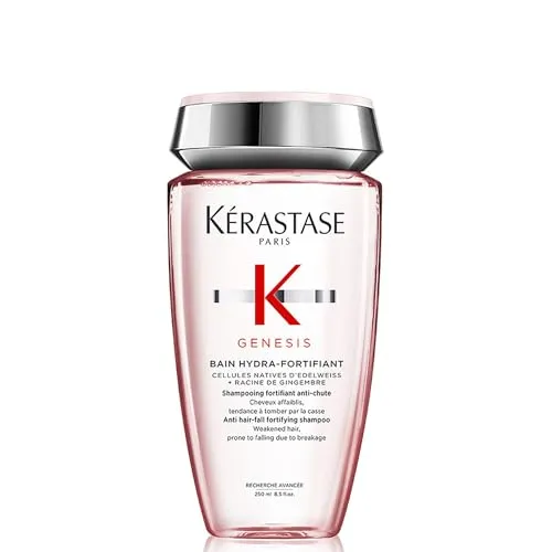 Kérastase Shampoo Genesis Bain Hydra-Fortifiant, Cabelos com queda, Cabelos finos, Prevenção da queda, Flor de Edelweiss, Raiz de gengibre, 250 ml