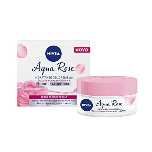 [+ por - R$ 20,8] NIVEA Creme Facial Hidratante 48h em Gel Aqua Rose 50ml - Com Ácido Hialurônico e Água de Rosas orgânica