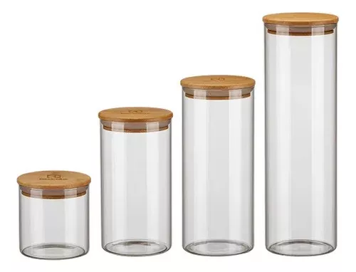 Conjunto De 4 Potes Herméticos Tampa De Bambu Electrolux