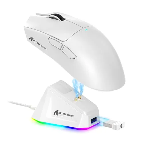 [Internacional]ATTACK SHARK Mouse X11 leve sem fio para jogos com base de carregamento RGB, Tri-Mode-2.4G/USB-C com fio/BT, DPI 22K