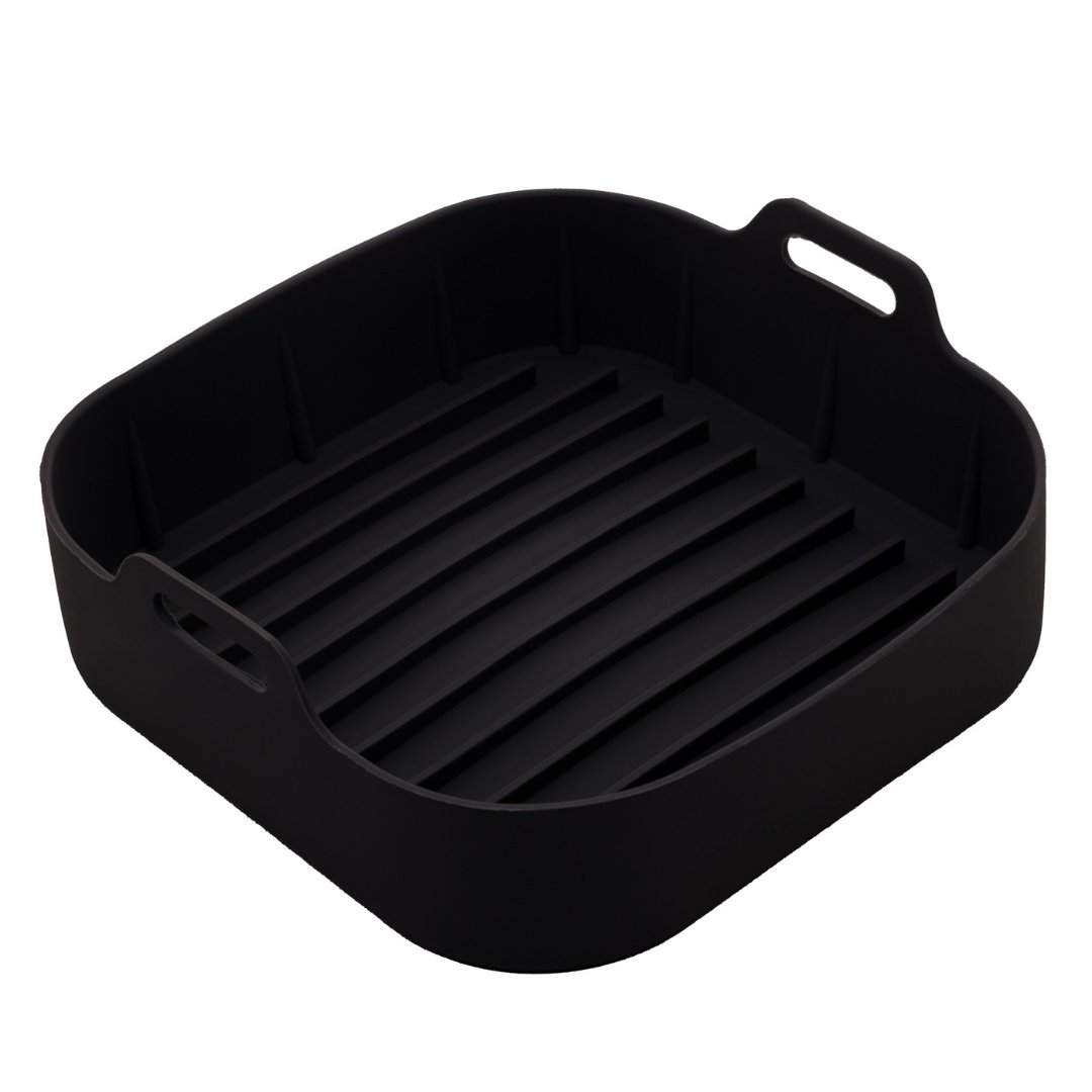 Forma Quadrada de Silicone para Air Fryer Preta 16cm