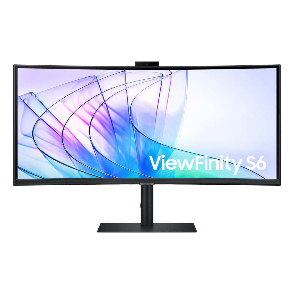 Monitor Samsung ViewFinity S6 34 2024 UWQHD, Tela Curva, Painel IPS, 100Hz, 5ms, HDR10, HAS, HDMI, DP, USB-c, LAN Preto