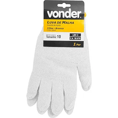 [+Por- R$ 4.9] Luva de Malha 3 Fios, LMV 3, Branca, Encartelada, Vonder VDO2385