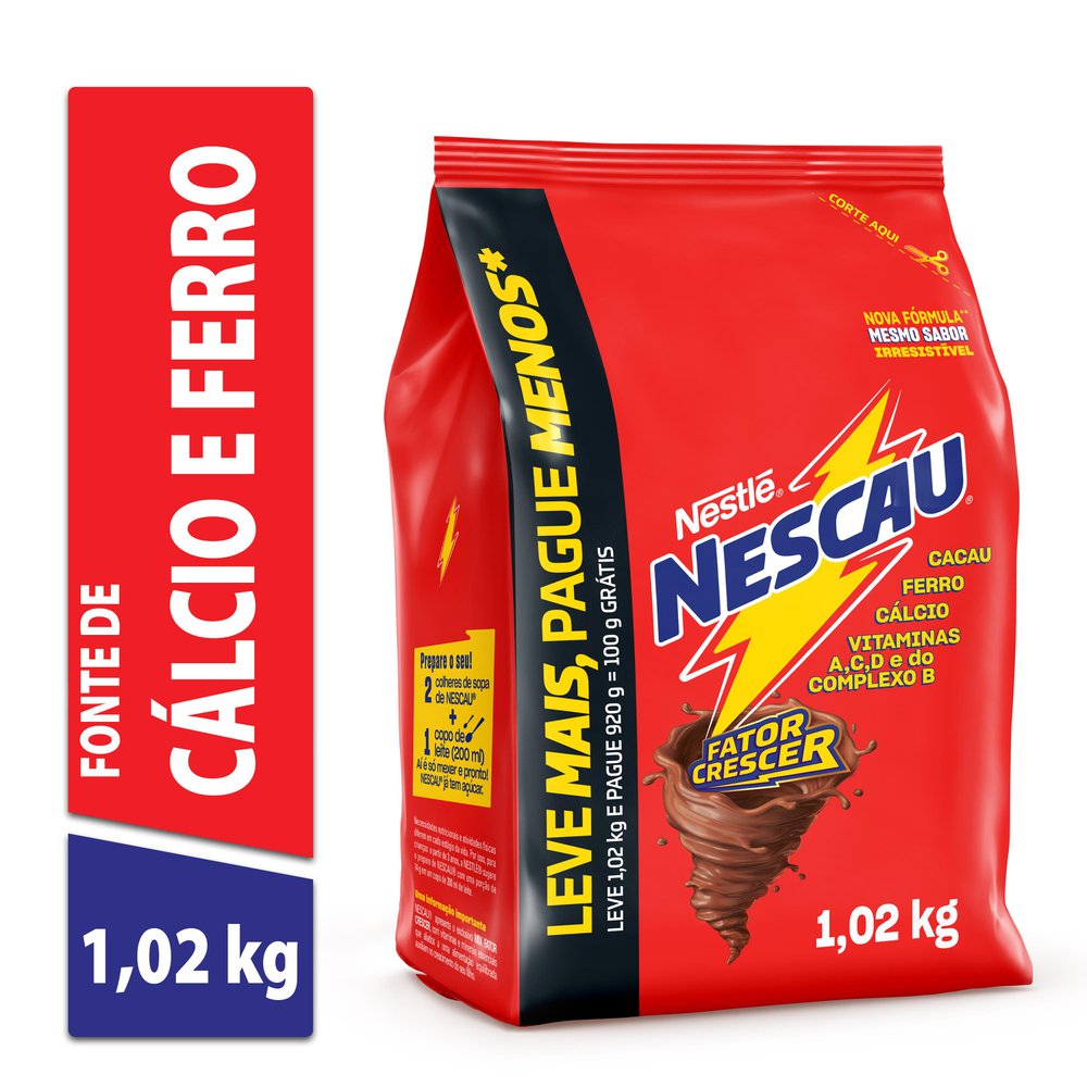 Achocolatado Pó Nescau Pacote 1,02kg Leve Mais Pague Menos até 21/01