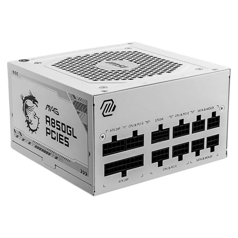 (APP) Fonte MSI MAG A850GL, 850W, 80 Plus Gold, Modular, PFC Ativo, Branco - MAG A850GL PCIE5 WHITE