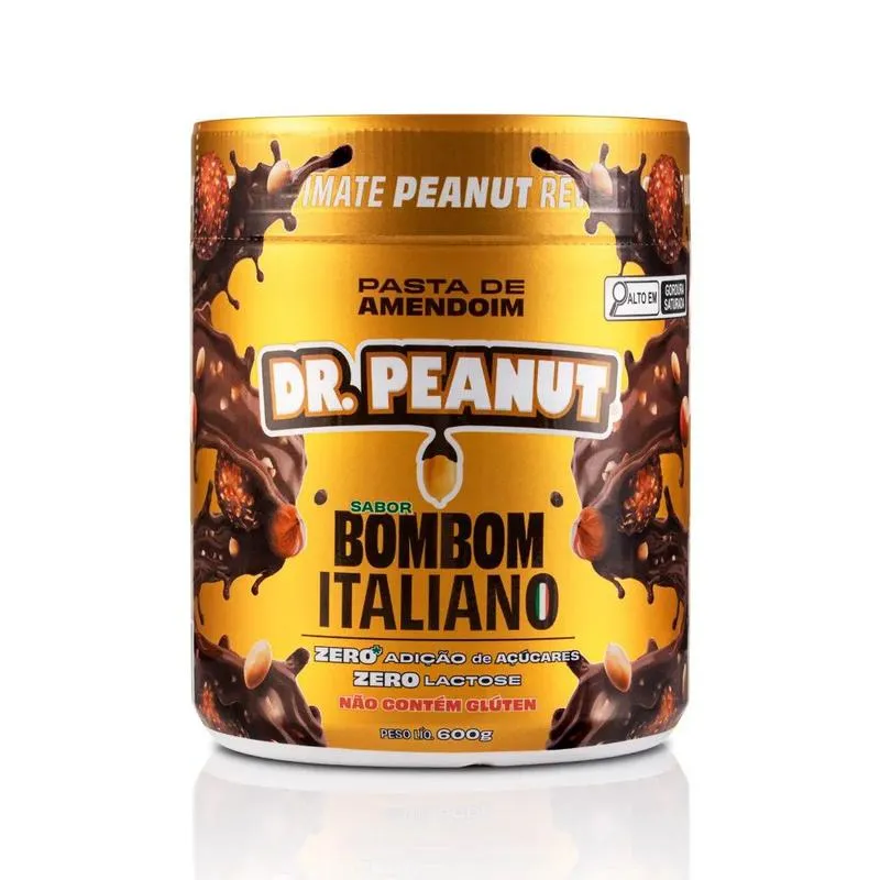 (Add 2un)Pasta De Amendoim Zero Lactose Sabor Bombom Italiano 600g Dr Peanut