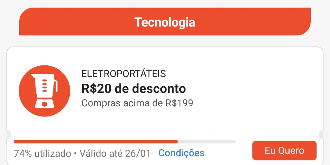 Cupom Shopee R$20 OFF em tecnologia