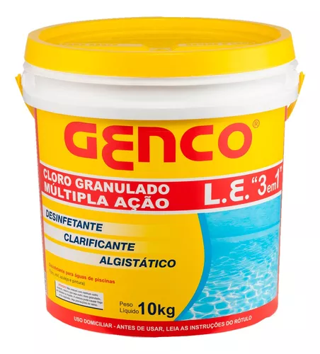Balde Cloro Granulado 3 Em 1 Multi Ação 10kg Genco