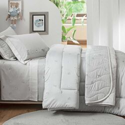 Jogo de Cama Solteiro 300 Fios Luke Cinza