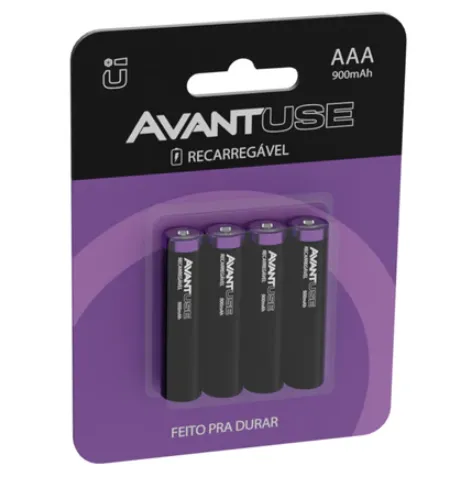 Kit 4 Pilhas Recarregável AAA Palito 1000MAH 1.2V Avant Use