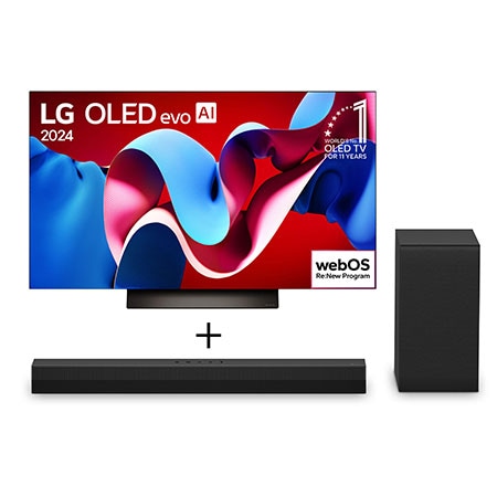 Combo Smart TV LG OLED evo AI C4 4K 55 polegadas 2024 + Soundbar LG S40T