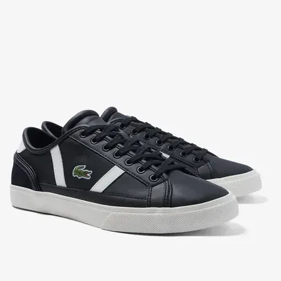 【Tamanho 38 39 40 41 42 43 44】Tênis Couro Lacoste Sideline Pro Masculino - Preto+Branco