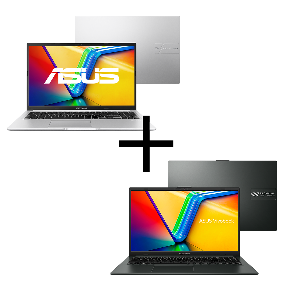 Notebook ASUS Vivobook 15 M1502YA-NJ493 Cool Silver + Notebook ASUS Vivobook Go 15 E1504FA-NJ1291 Mixed Black