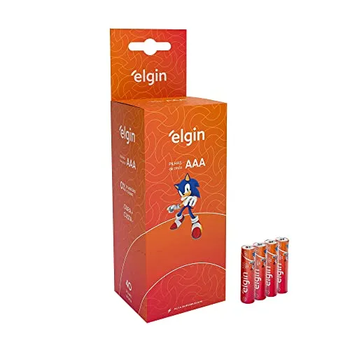 [+ por - R$25,41] Caixa de Pilha AAA com 40 unidades Elgin Palito - Tubo, Zinco
