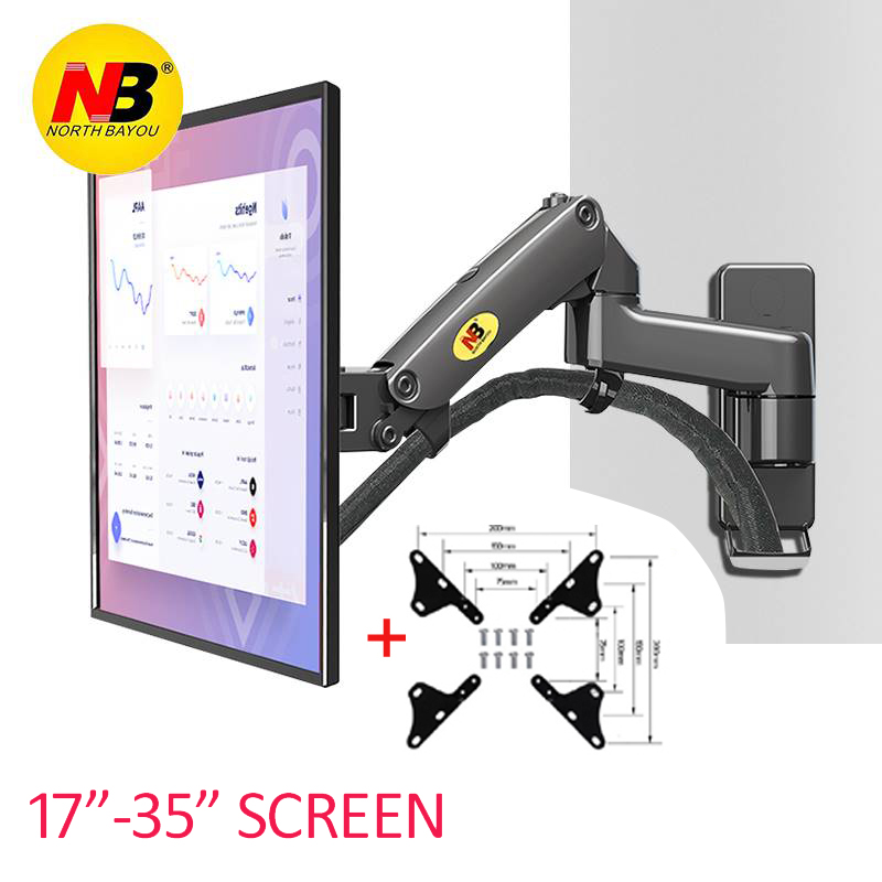 NB-F150 Long Braço TV Wall Mount Screen, Alumínio Gás Spring, Air Press, Suporte de parede, 17