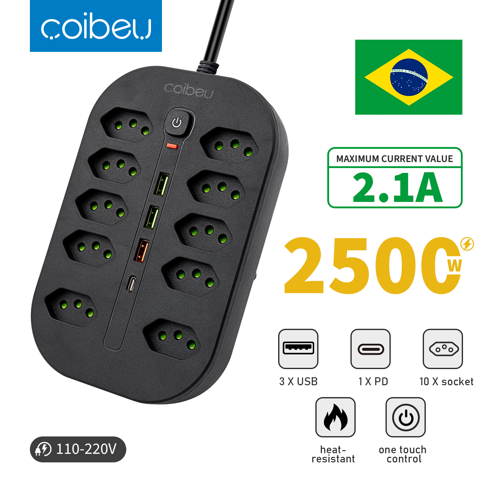 [Moedas R$35] Coibeu extensão de tomada, filtro de linha, com usb